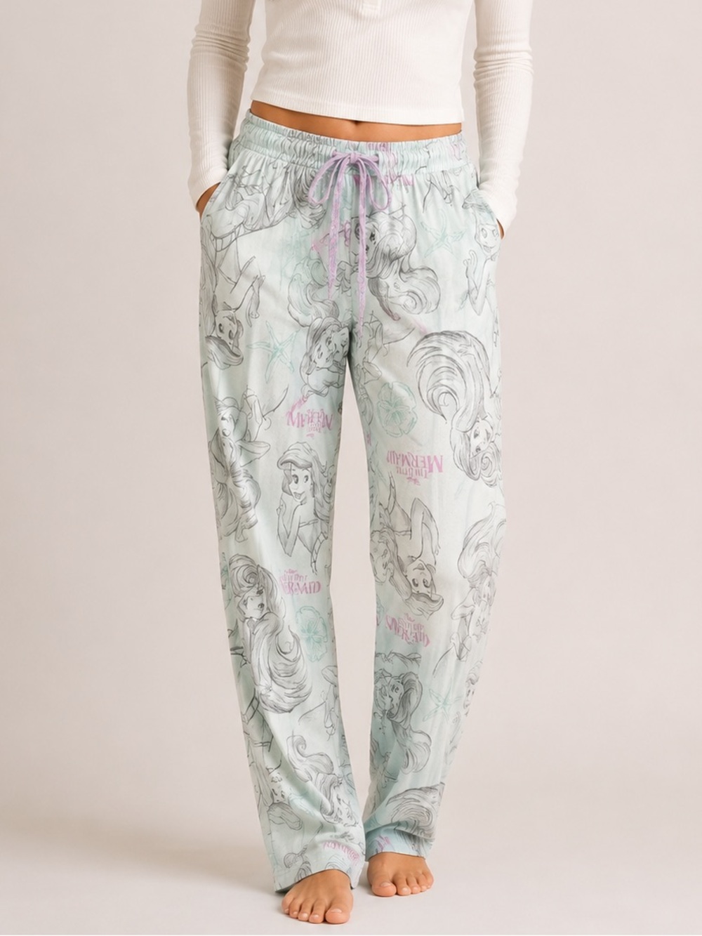 Disney The Little Mermaid Women's Sleep Pants large 12/14 blue sleeping - Picture 1 of 8